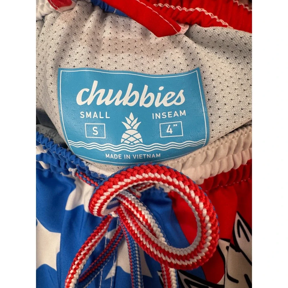 Chubbies Swim Trunks Mens Small USA Eagle Red White Blue Excellent 4